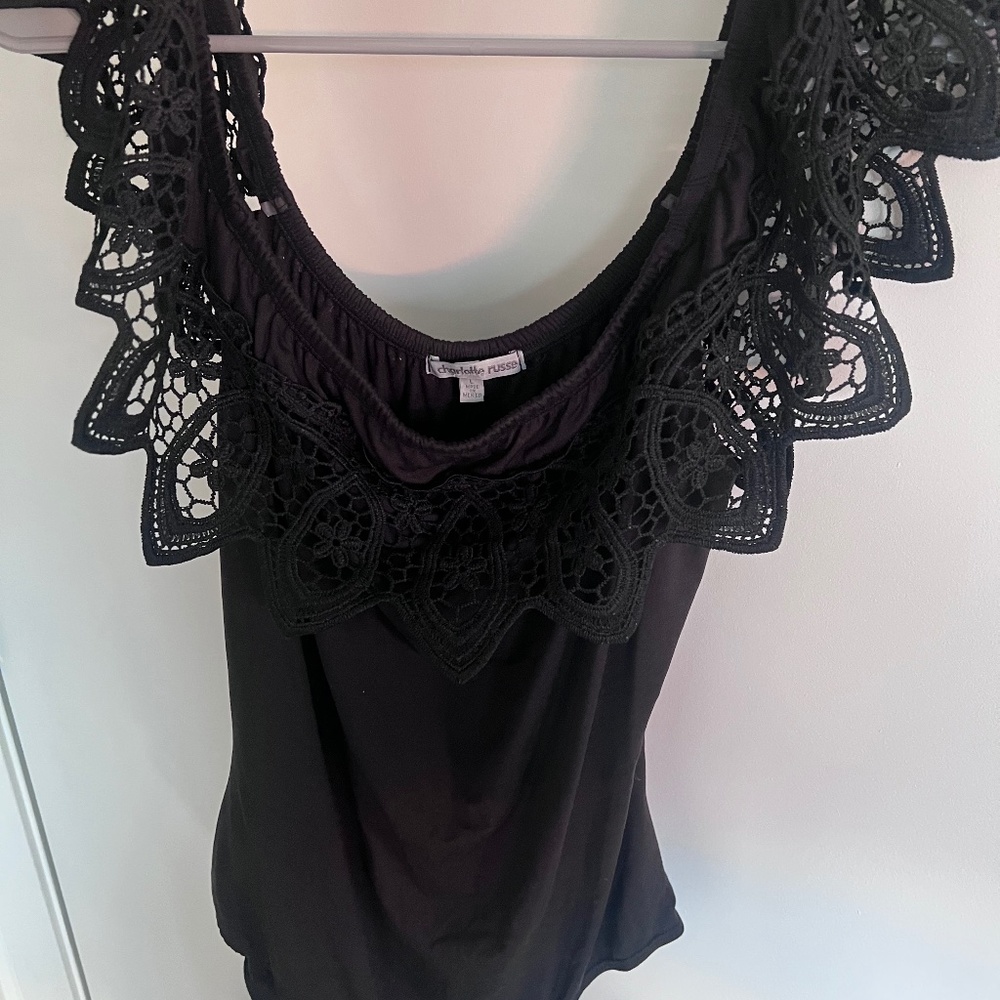 Off the shoulder lace bodysuit